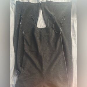 Stradivarius Flare Leg Glitter Jumpsuit